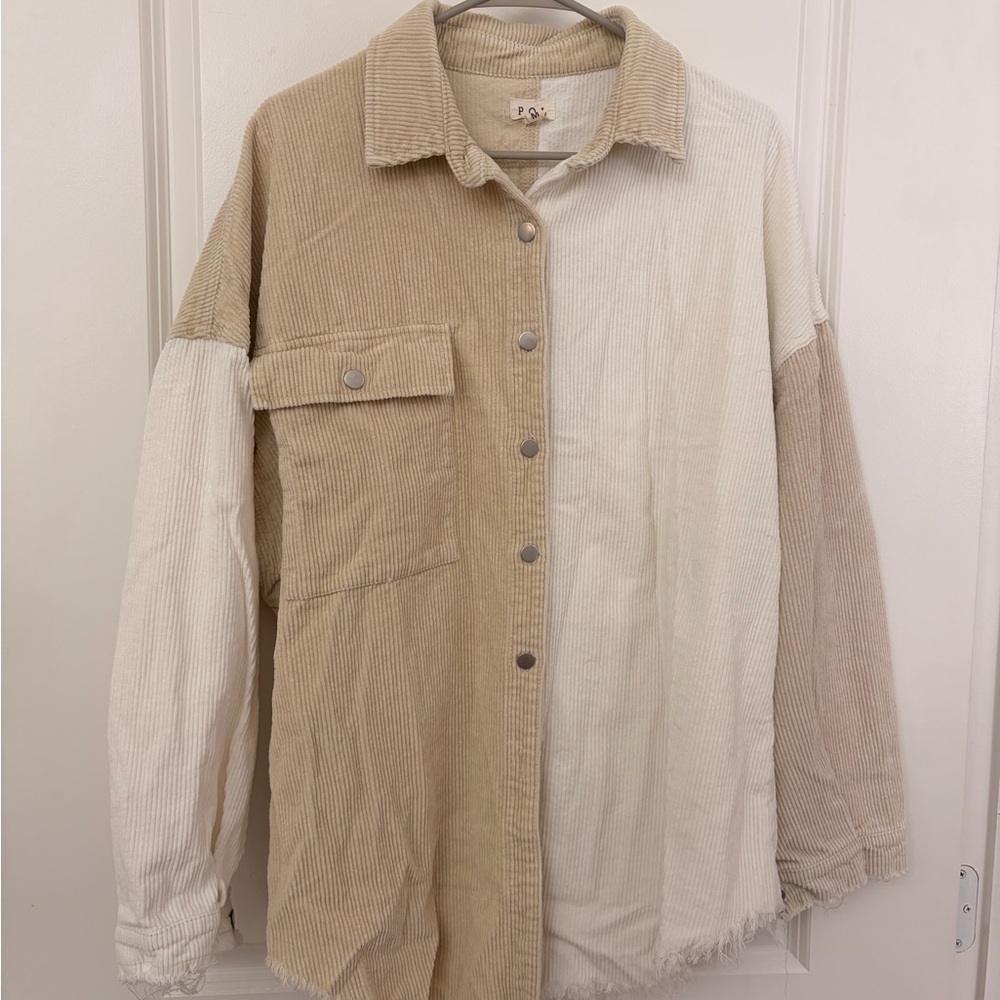 Pol Two-Tone Corduroy Button-Up Shirt